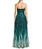 Color:Emerald - Image 2 - Strapless Glitter Ombre Mesh Ruffled Corkscrew Dress