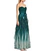 Color:Emerald - Image 3 - Strapless Glitter Ombre Mesh Ruffled Corkscrew Dress