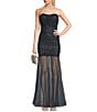 Color:Charcoal - Image 1 - Strapless Glitter Ruched Mermaid Dress