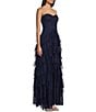 Color:Navy - Image 3 - Strapless Lace-Up Back Tiered Dress
