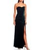 Pear Culture Strapless Ruched Velvet Long Dress, Color:Emerald - Image 1