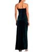 Pear Culture Strapless Ruched Velvet Long Dress, Color:Emerald - Image 2