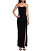 Pear Culture Strapless Ruched Velvet Long Dress - Image 1