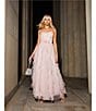 Color:Blush - Image 6 - Sweetheart Neck Rose Waist Corkscrew Tulle Long Dress