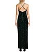 Color:Emerald - Image 2 - Velvet Sequin V-Neck Fitted Long Dress
