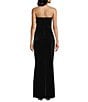 Pear Culture Velvet Strapless Twist Front Illusion Bodice Front Slit Ballgown, Color:Black - Image 2