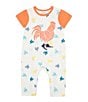 Color:Print - Image 1 - Baby Boys 6-24 Months Rolled Cuff Short Sleeve Rusty Rooster Coverall