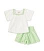 Color:Off White - Image 1 - Little Girls 2T-10 Gauze Shorts Set