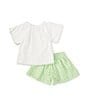 Color:Off White - Image 2 - Little Girls 2T-10 Gauze Shorts Set