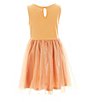 Color:Orange - Image 2 - Little Girls 2T-12 Sleeveless Sequin Palm Tree Fit-And-Flare Dress