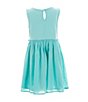 Color:Aqua - Image 2 - Little Girls 2T-12 Sleeveless Swiss Dot 3D-Flower Fit-And-Flare Dress