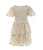 Color:Off White - Image 2 - Little Girls 2T-8 Confetti Embroidered Fit & Flare Dress