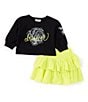 Color:Black - Image 3 - Little Girls 2T-8 Dreamer Skirt Set
