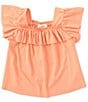 Color:Pale Orange - Image 1 - Little/Big Girls 2T-10 Flutter-Sleeve Swirl Babydoll Top