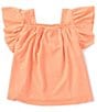 Color:Pale Orange - Image 2 - Little/Big Girls 2T-10 Flutter-Sleeve Swirl Babydoll Top