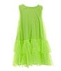 Color:Lime - Image 2 - Little/Big Girls 2T-10 Long-Sleeve Jacket & Sleeveless Ruffle-Hem Mesh Dress Set
