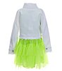 Color:Lime - Image 3 - Little/Big Girls 2T-10 Long-Sleeve Jacket & Sleeveless Ruffle-Hem Mesh Dress Set