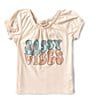 Color:Cream - Image 1 - Little/Big Girls 2T-10 Puff-Sleeve Sassy Vibes T-Shirt