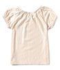 Color:Cream - Image 2 - Little/Big Girls 2T-10 Puff-Sleeve Sassy Vibes T-Shirt