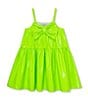 Color:Lime - Image 1 - Little/Big Girls 2T-10 Sleeveless Faux Leather Shift Dress