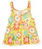 Color:Multi Print Floral - Image 1 - Little/Big Girls 2T-10 Sleeveless Floral-Printed Tiered Tank Top