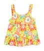 Color:Multi Print Floral - Image 2 - Little/Big Girls 2T-10 Sleeveless Floral-Printed Tiered Tank Top