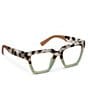 Color:Green - Image 1 - Women's Take A Bow Two Tone Square Blue Light Reader Glasses