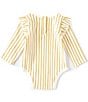 Color:Marigold - Image 2 - Baby Girls Newborn-12 Months Long-Sleeve Ruffle Stripes Away Bodysuit