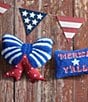 Peking Handicraft Americana Shaped Patriotic Bow Wool Hook Pillow - Image 4