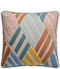 Peking Handicraft Broken Lines Embroidered Square Pillow - Image 1