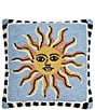 Peking Handicraft Celestial Sun Wool Hook Square Pillow - Image 1