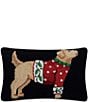 Peking Handicraft Christmas Pup Hook Wool Pillow, Color:Black - Image 1