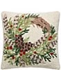 Peking Handicraft Holiday Collection Feather Wreath Wool Hook Pillow - Image 1