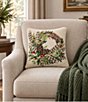 Peking Handicraft Holiday Collection Feather Wreath Wool Hook Pillow - Image 3