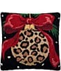 Peking Handicraft Holiday Collection Leopard Ornament Wool Hooked Pillow - Image 1