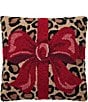 Peking Handicraft Holiday Collection Leopard Present Hooked Wool Pillow - Image 1