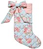 Peking Handicraft Holiday Collection Michaela Quilted Blue and Pink Floral Printed Bow Stocking - Image 1