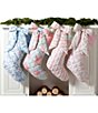 Peking Handicraft Holiday Collection Michaela Quilted Blue and Pink Floral Printed Bow Stocking - Image 2