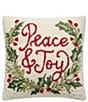 Peking Handicraft Holiday Collection Peace & Joy Wool Hook Pillow - Image 1