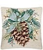 Peking Handicraft Holiday Collection Pinecone Bow Wool Hook Pillow - Image 1