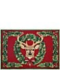 Peking Handicraft Holiday Collection Reindeer Wreath Hook Rug - Image 1