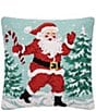 Peking Handicraft Holiday Collection Santa with Candy Cane Wool Hook Pillow - Image 1