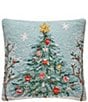 Peking Handicraft Holiday Collection Soft Christmas Tree Wool Hook Pillow - Image 1