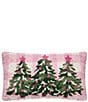 Peking Handicraft Holiday Collection Whimsy Christmas Trees Wool Hook Pillow - Image 1