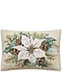 Peking Handicraft Holiday Collection White Poinsettia Wool Hook Pillow - Image 1