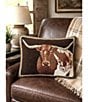 Peking Handicraft Longhorn Western Wool Hook Pillow - Image 2