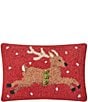 Peking Handicraft Reindeer With Bells Hook Pillow, Color:Red - Image 1