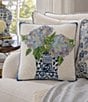 Peking Handicraft Rhapsody In Blue Floral Wool Hook Throw Square Pillow - Image 3
