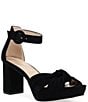 Color:Black - Image 1 - Anesa Suede Knotted Ankle Strap Platform Dress Sandals