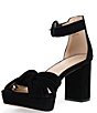 Color:Black - Image 4 - Anesa Suede Knotted Ankle Strap Platform Dress Sandals